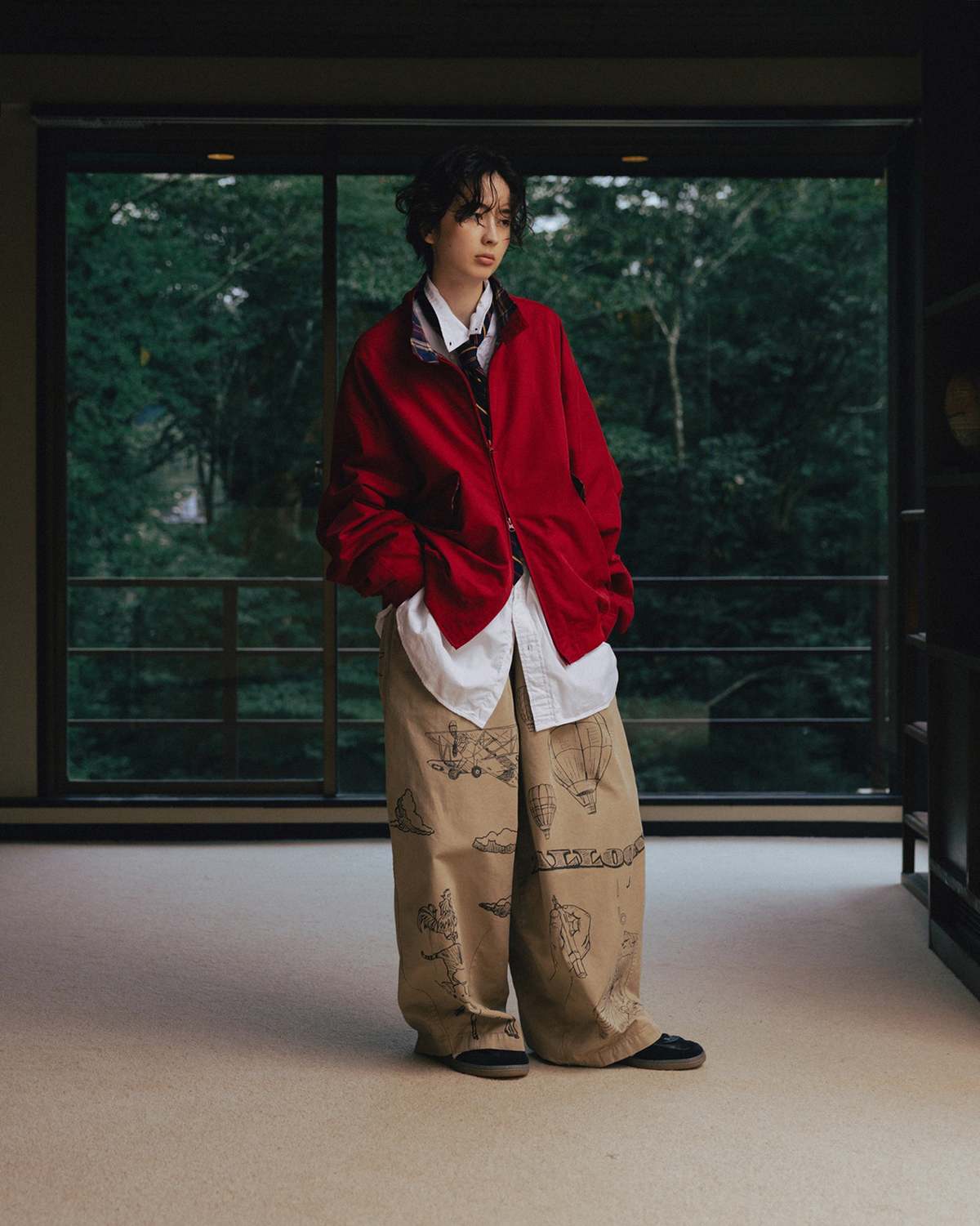 Anglan Painting Balloon Chino Pants - Beige - Image 9 of 12