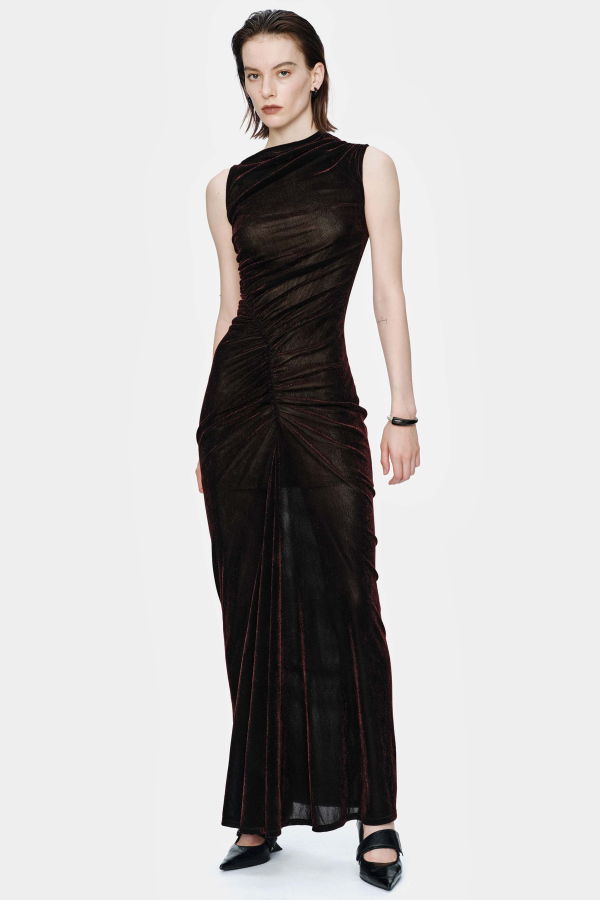 Oude Waag Gathered Stretch Velvet Dress