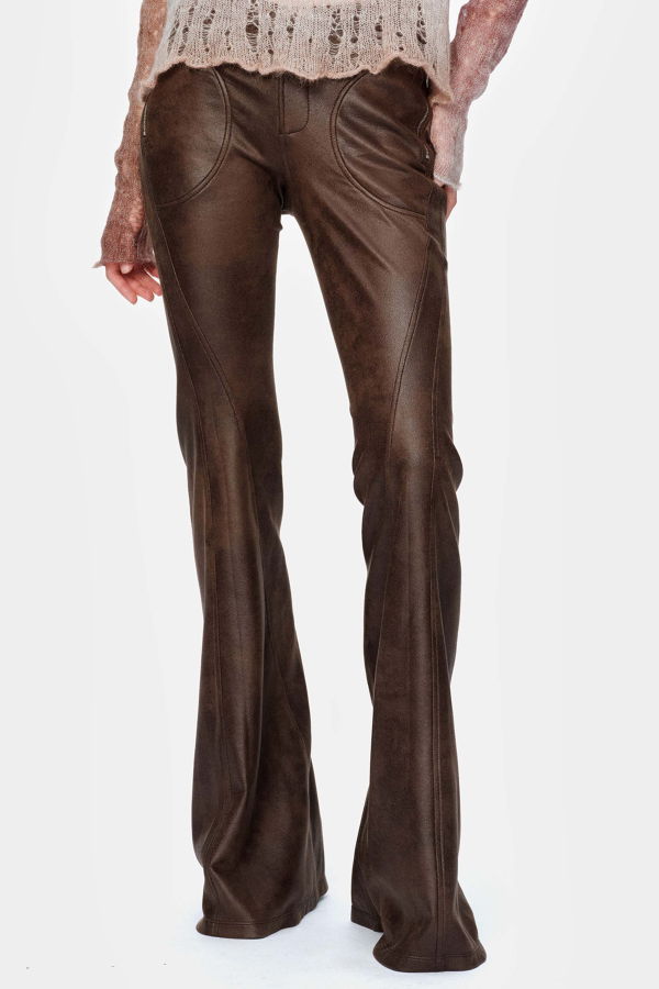 Oude Waag Stretch Eco Leather Flared Pants