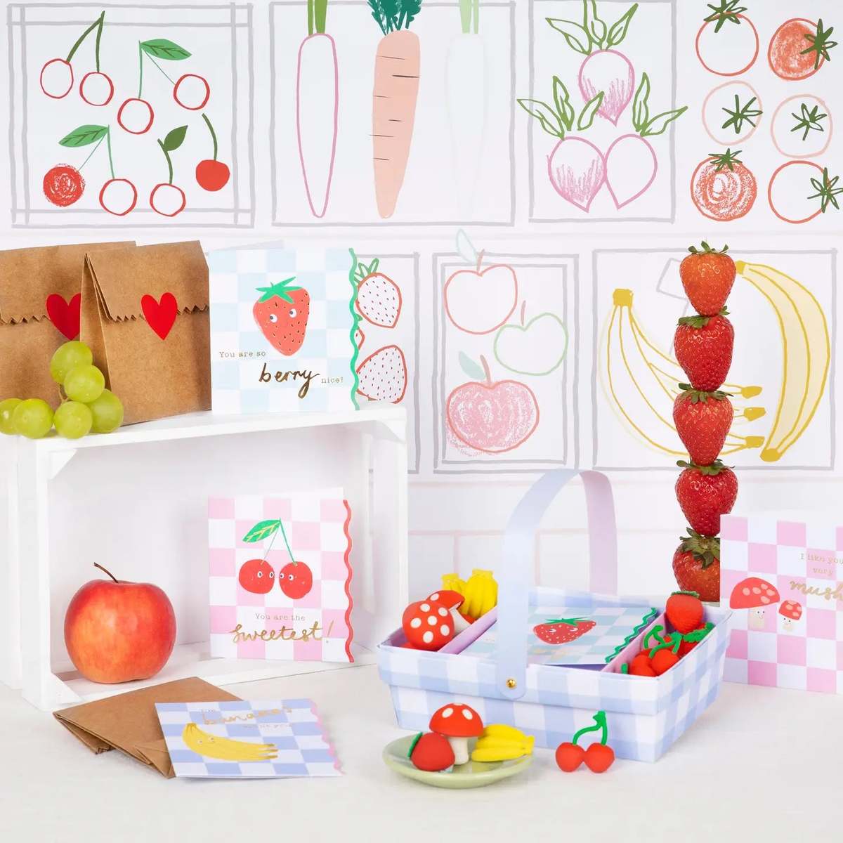 meri meri Fruit Basket Valentines Card Set - Image 2 of 4