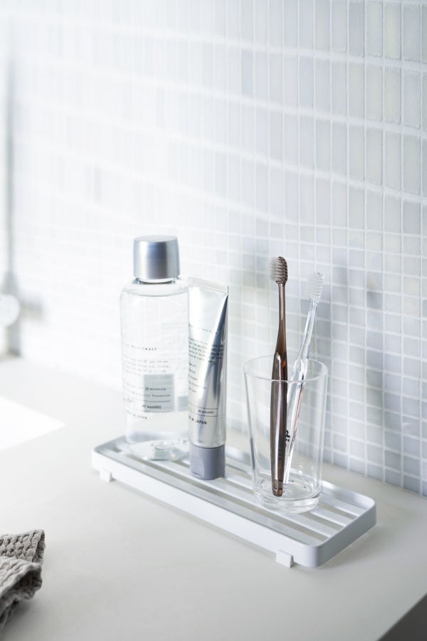 Yamazaki Home Slotted Bathroom Tray - Steel