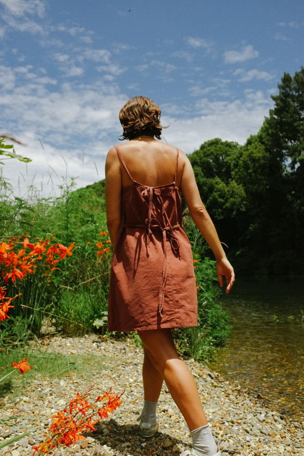 Mimi Holvast Two Tie Dress Cedar Organic Cotton Dress