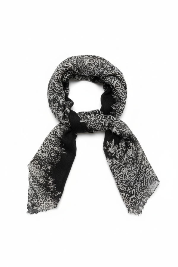 meg cohen Black Ivory Paisley Neck Scarf