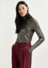 Essentiel Antwerp Ilevate Metallic Jersey Turtleneck Top - Silver - Thumbnail 1