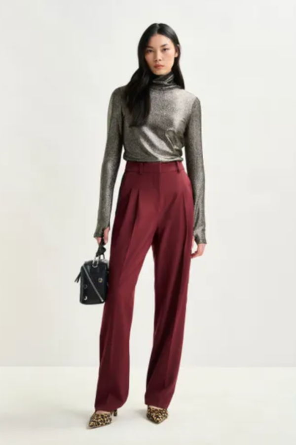 Essentiel Antwerp Ilevate Metallic Jersey Turtleneck Top - Silver