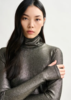Essentiel Antwerp Ilevate Metallic Jersey Turtleneck Top - Silver - Thumbnail 4