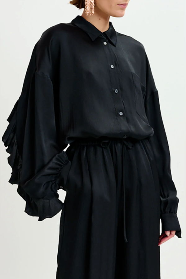 Essentiel Antwerp Ilorin Oversized Ruffle Shirt - Black