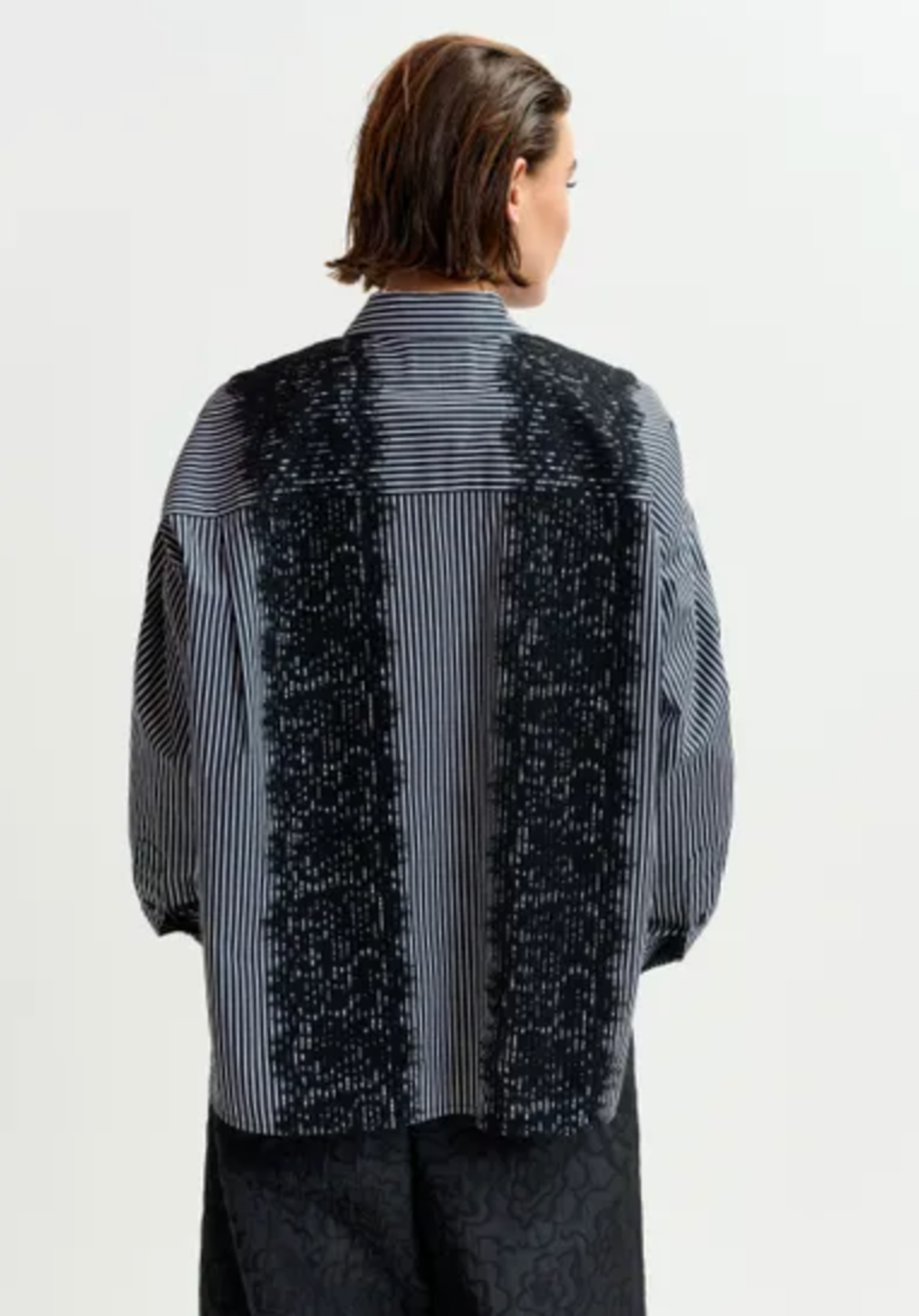 Essentiel Antwerp Isan Lace Trim Button Down Top - Black - Image 5 of 8