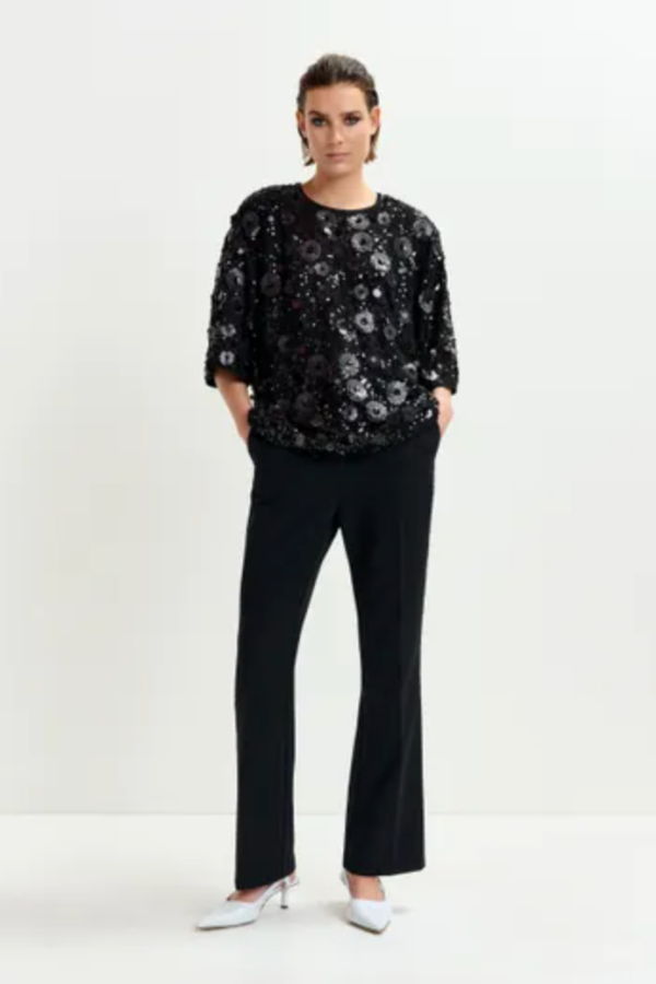 Essentiel Antwerp Isparkle Sequin Embellished Top - Black