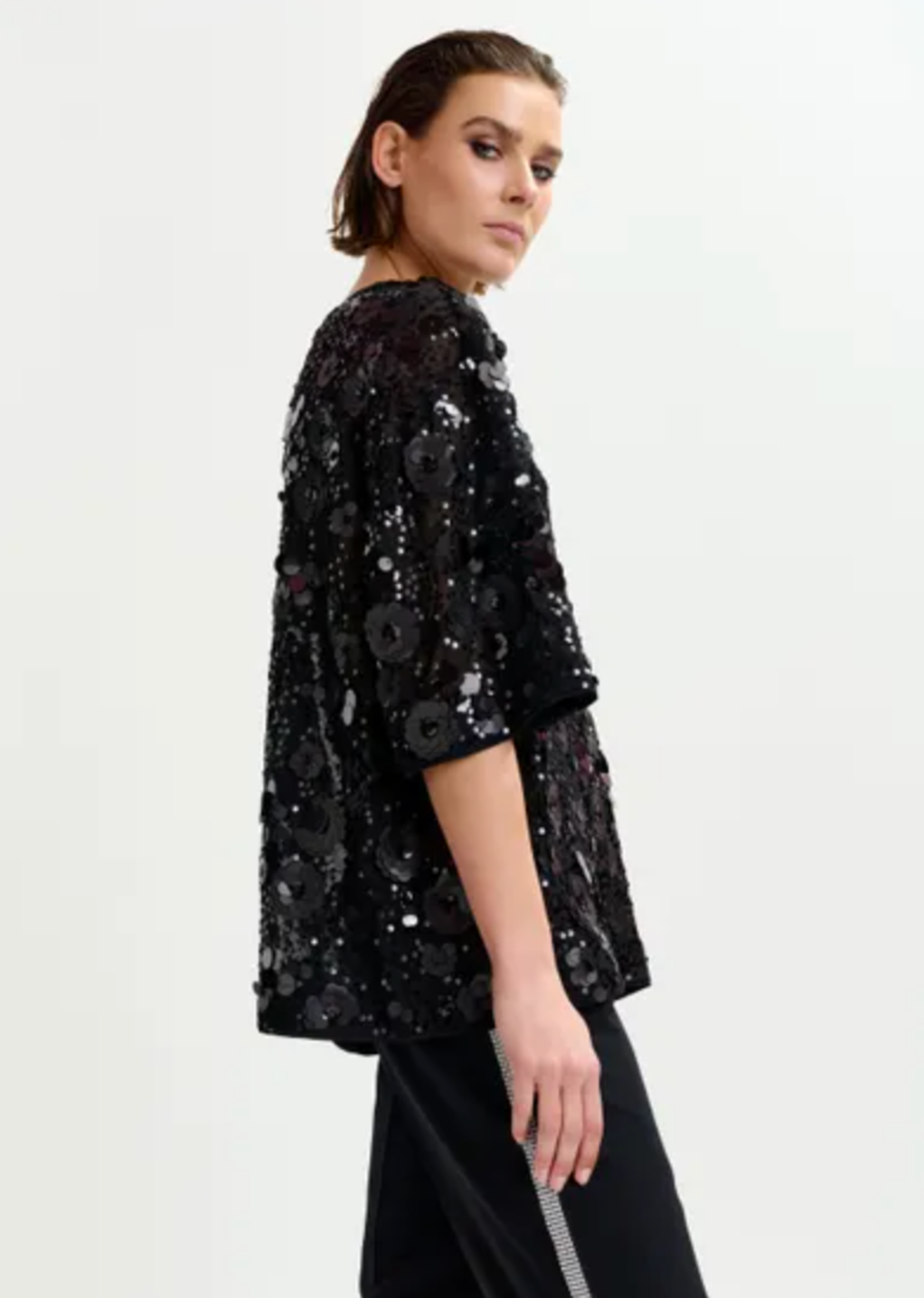Essentiel Antwerp Isparkle Sequin Embellished Top - Black - Image 3 of 6