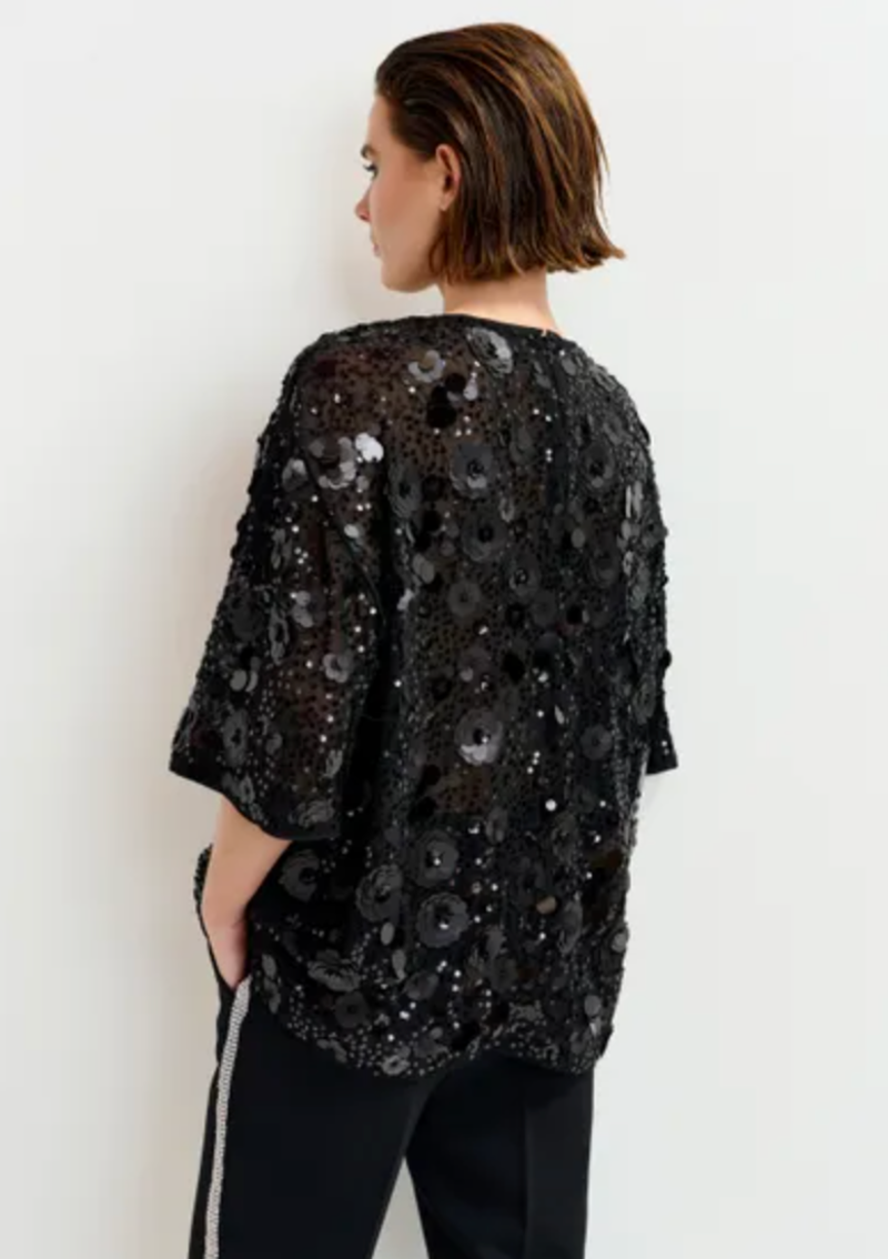 Essentiel Antwerp Isparkle Sequin Embellished Top - Black