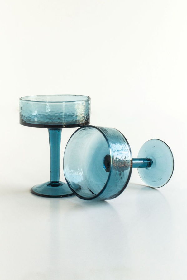 Creative Women Handblown Hammered Coupe Cocktail Glass - Set of 4