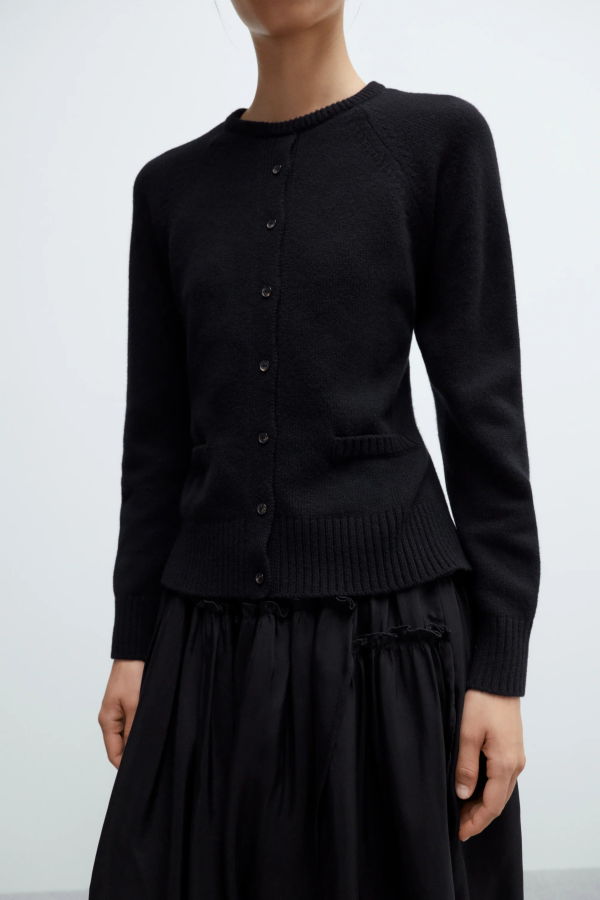 Cordera Merino Wool Open Back Cardigan - Black