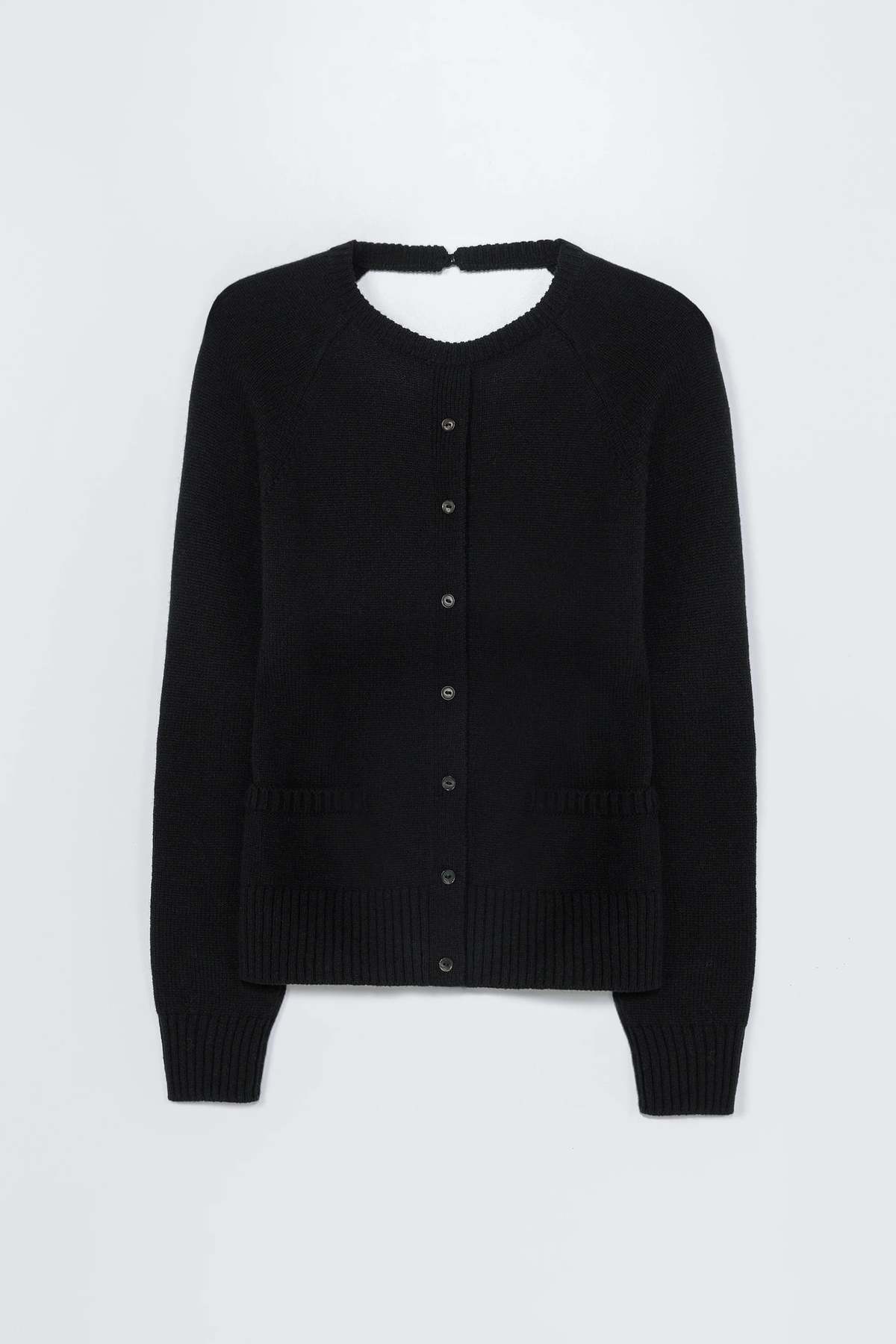 Cordera Merino Wool Open Back Cardigan - Black - Image 4 of 4