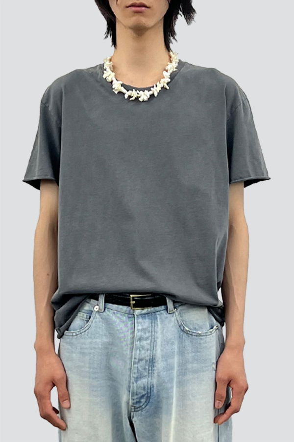 TONYWACK Faded Carbon Garment Dyed Raw Edge Tee