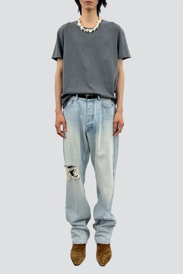 TONYWACK Faded Carbon Garment Dyed Raw Edge Tee