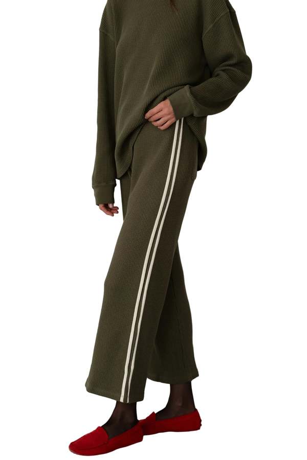 Donni. Thermal Stripe Crop Pant - Oregano