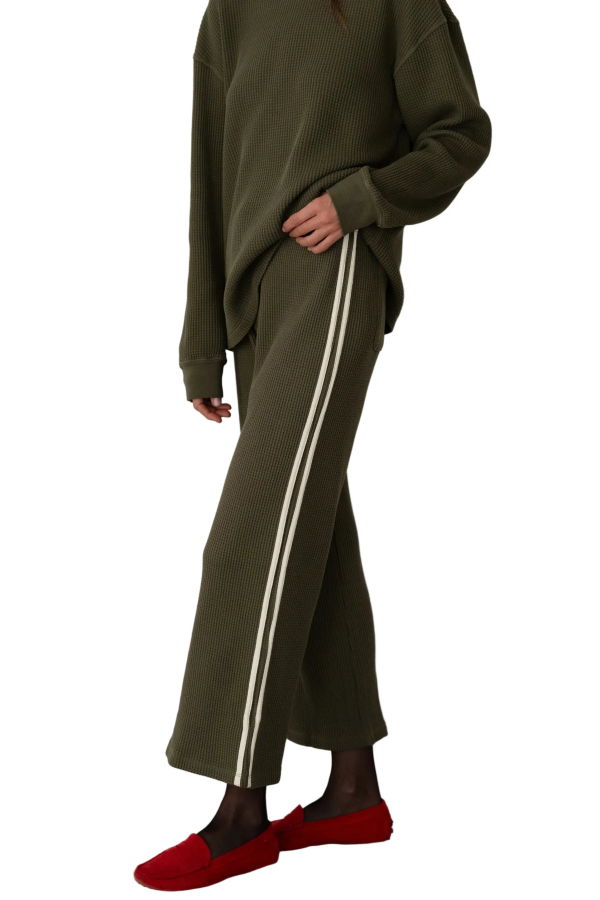 Donni. Thermal Stripe Crop Pant - Oregano