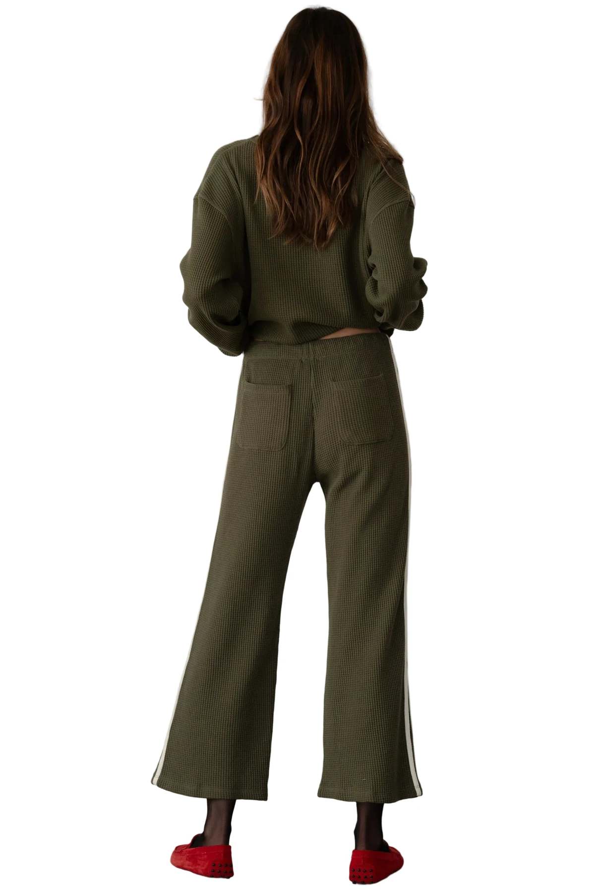 Donni. Thermal Stripe Crop Pant - Oregano - Image 3 of 6