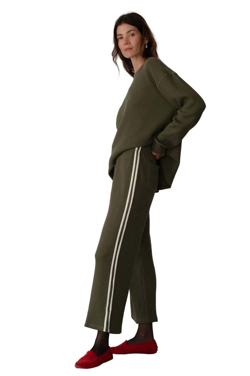 Donni. Thermal Stripe Crop Pant - Oregano