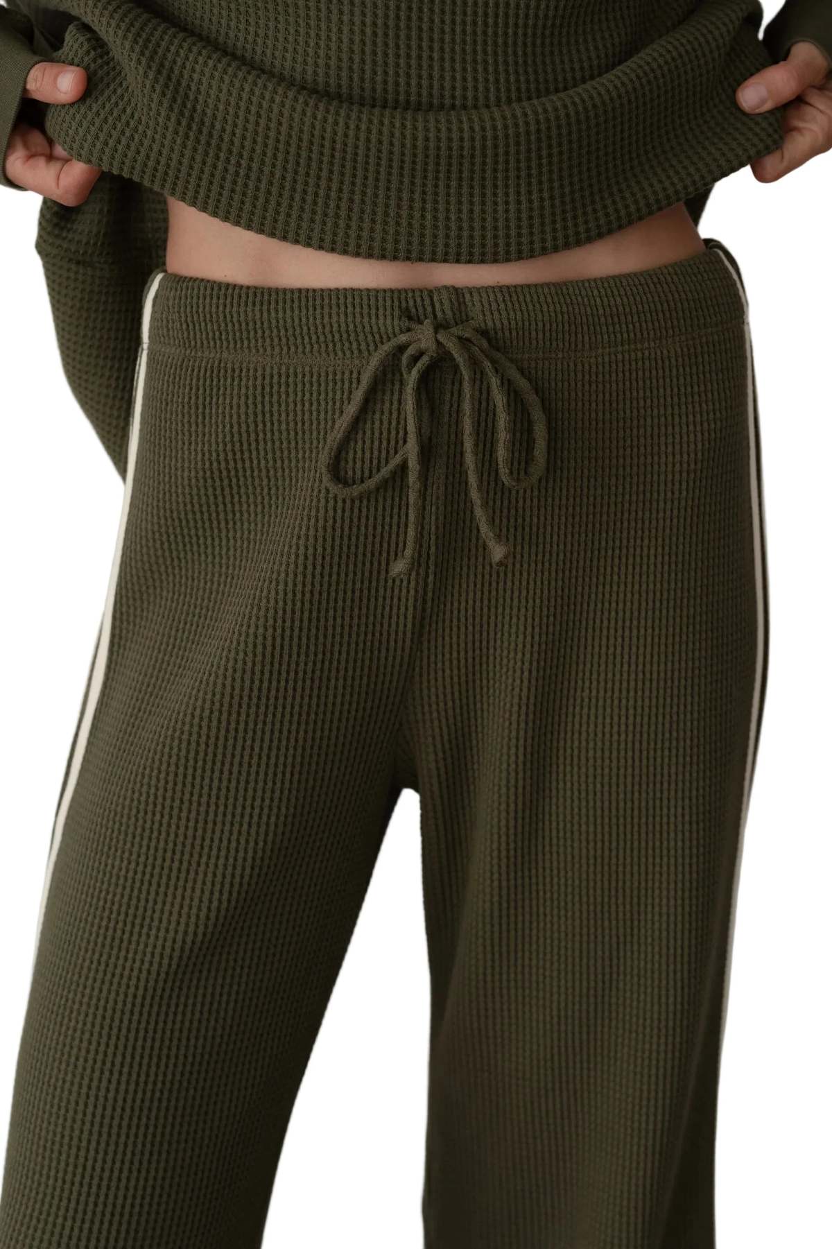 Donni. Thermal Stripe Crop Pant - Oregano - Image 5 of 6