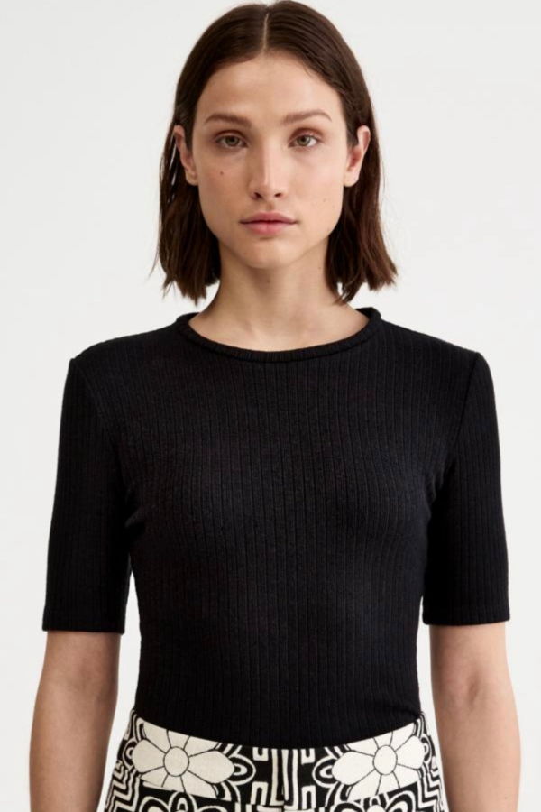 Smythe Elbow Sleeve Knit Crewneck Top