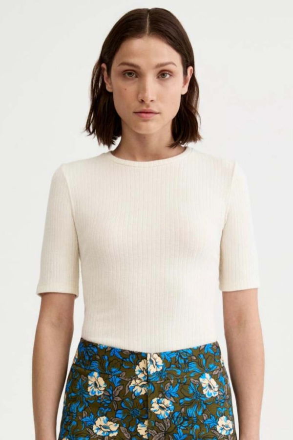 Smythe Elbow Sleeve Knit Crewneck Top