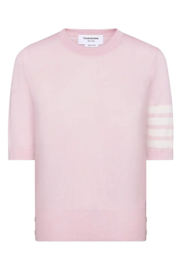 Thom Browne Fine Merino Wool 4-Bar Tee - Pink