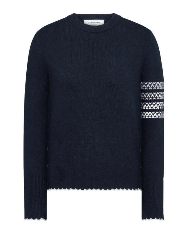Thom Browne Merino Wool Holiday Hector Pullover Sweater - Blue