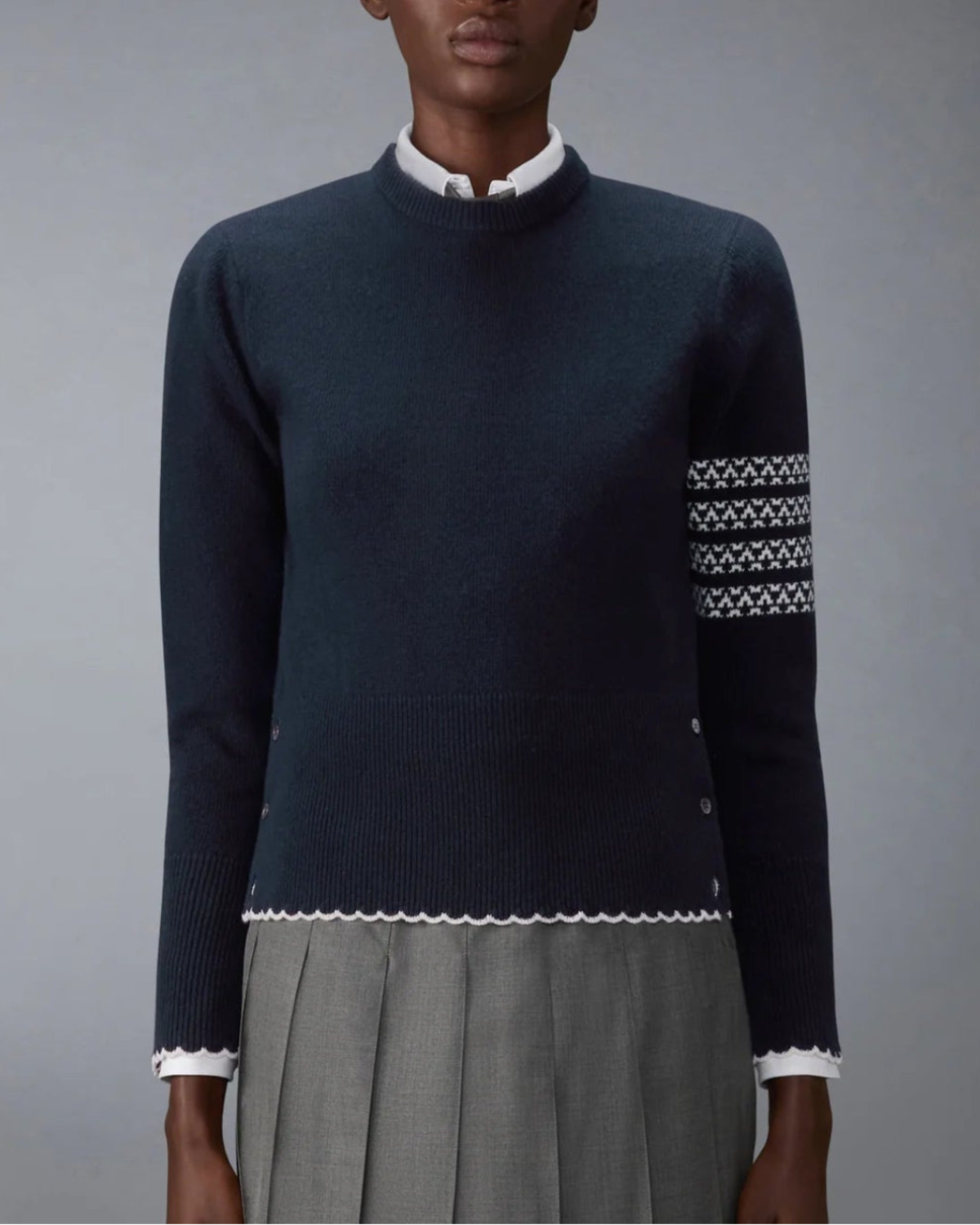 Thom Browne Merino Wool Holiday Hector Pullover Sweater - Blue - Image 2 of 5