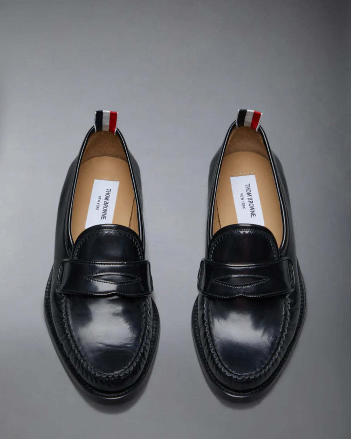 thom browne Spazzolato Pleated Varsity Loafer - Black - Image 2 of 5