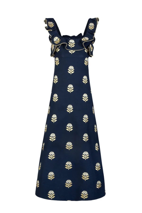 Rosewater House Malika Dress - Navy/White