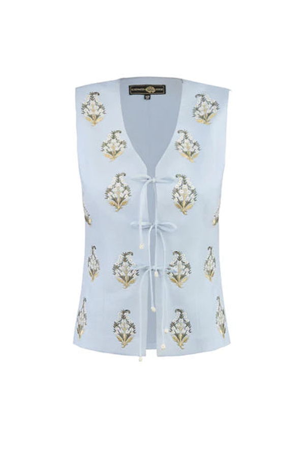 Rosewater House Sarv Vest - Blue/White