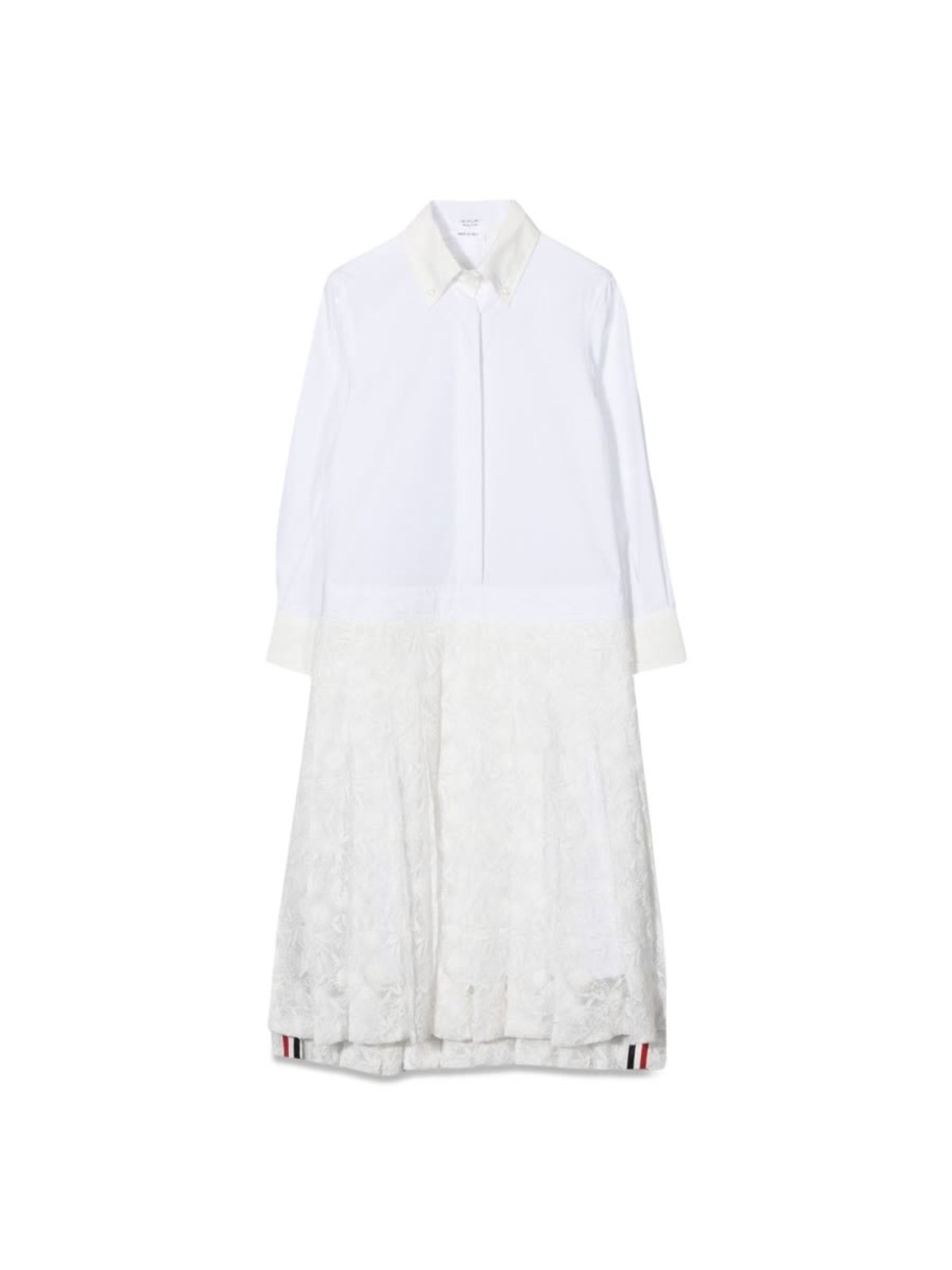 KIDS Thom Browne Pleated Bottom Shirtdress - White - Image 1 of 3