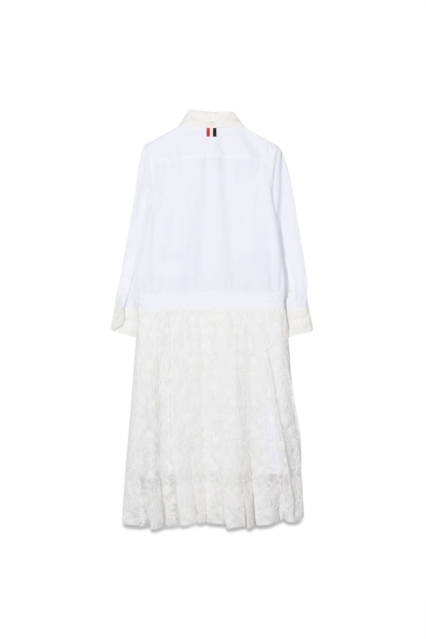 KIDS Thom Browne Pleated Bottom Shirtdress - White