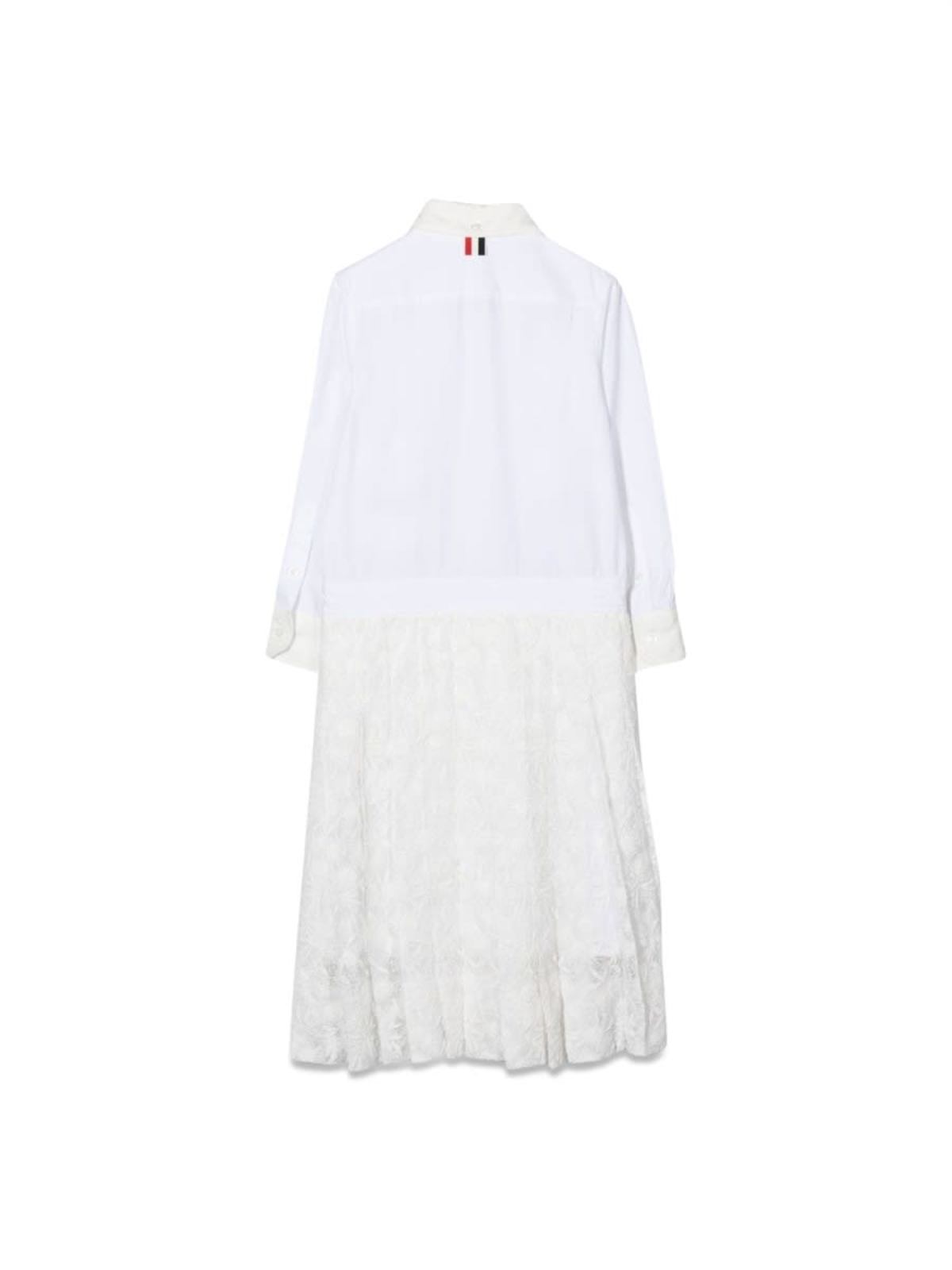 KIDS Thom Browne Pleated Bottom Shirtdress - White - Image 2 of 3