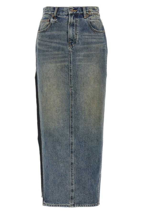 R13 Devon Side Slit Skirt - Blue