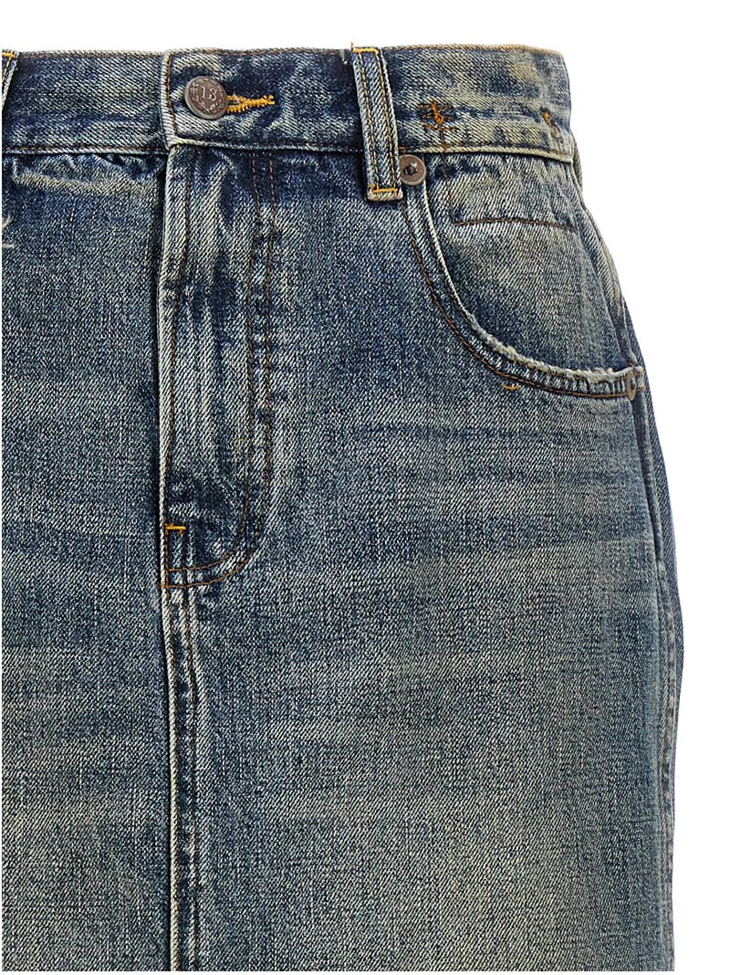 R13 Devon Side Slit Skirt - Blue