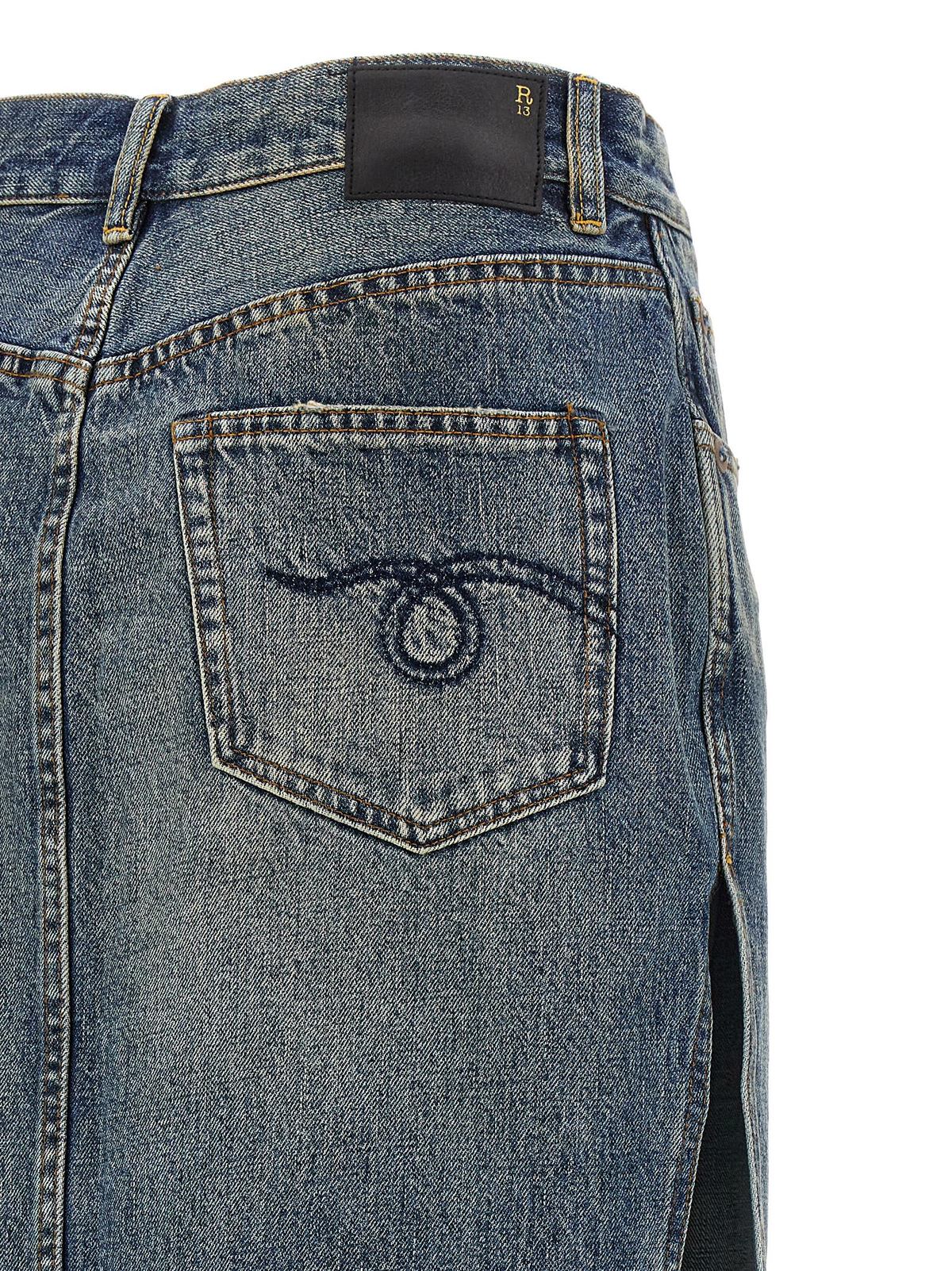 R13 Devon Side Slit Skirt - Blue - Image 4 of 4