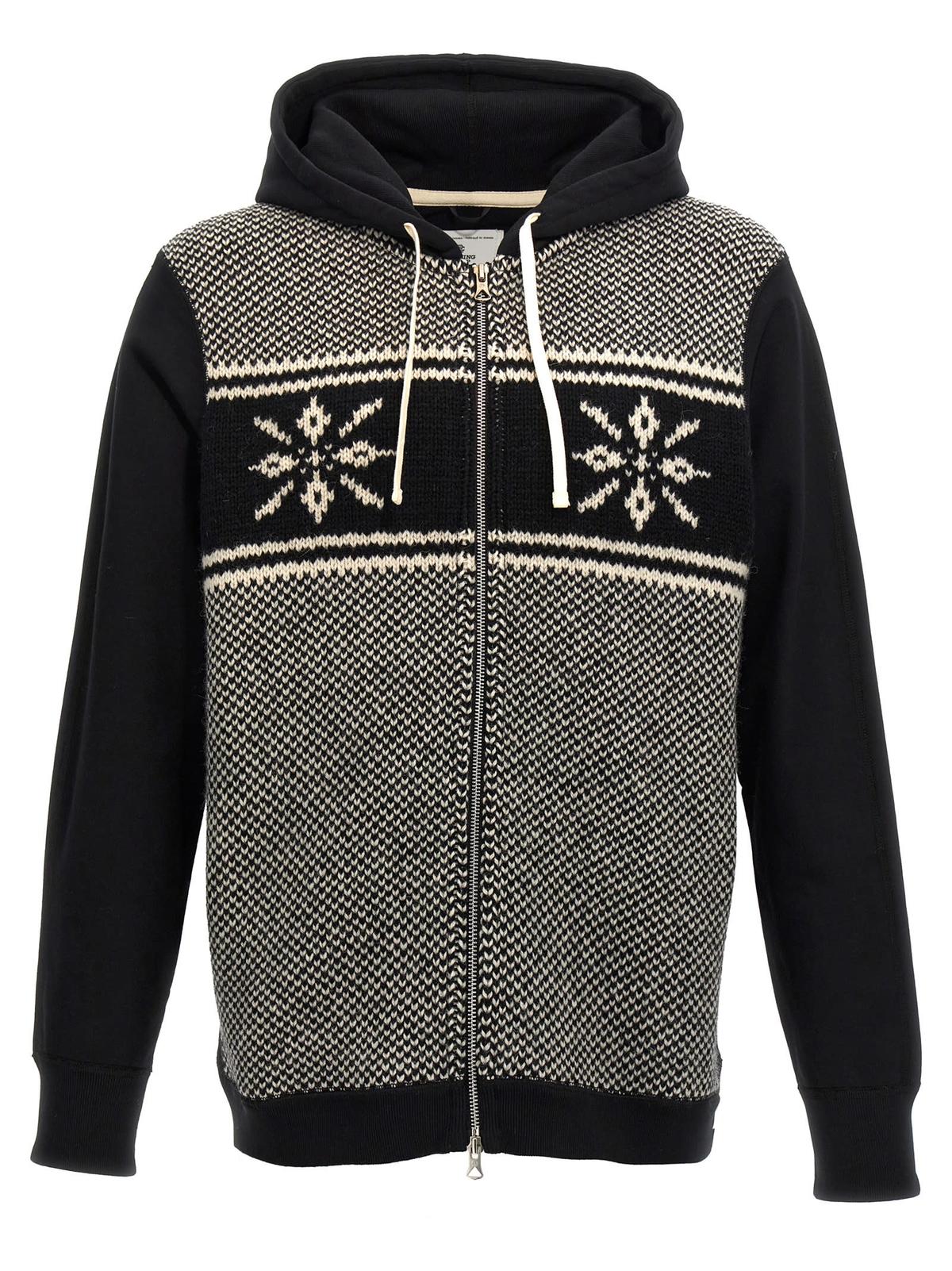 JUNYA WATANABE Jacquard Insert Hoodie - White/Black - Image 1 of 4
