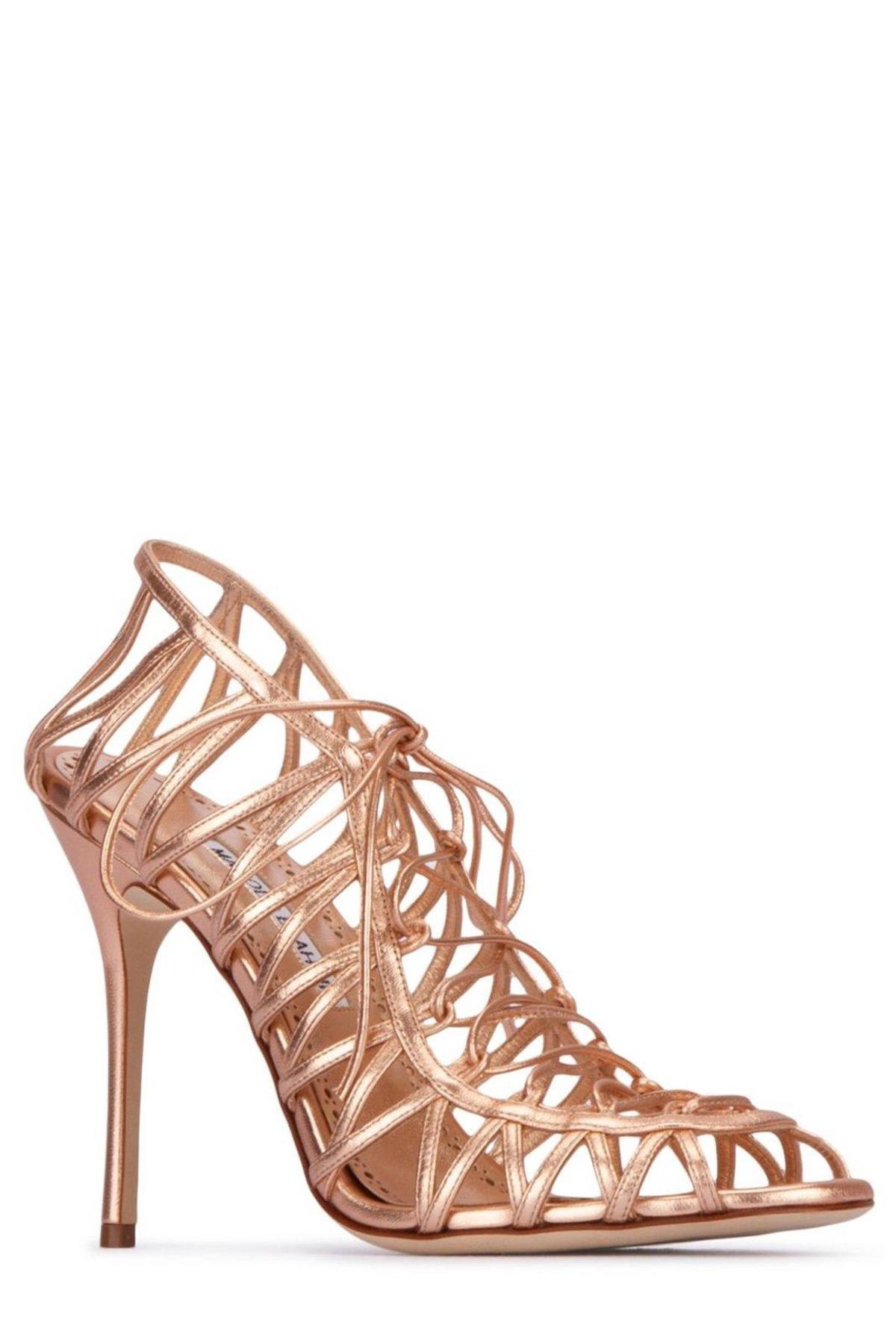 Manolo Blahnik Hamza Strappy Open Toe Sandals - BPNK - Image 2 of 3