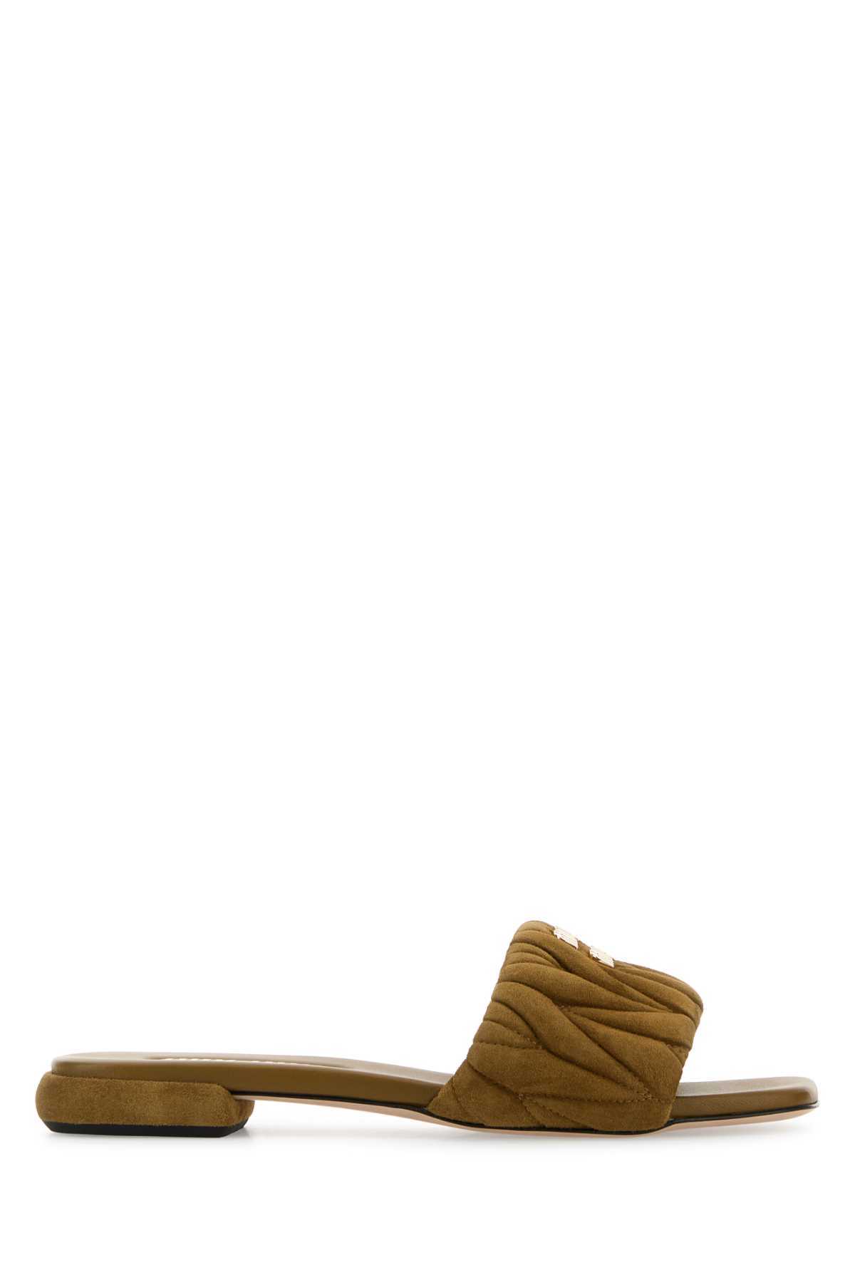 MIU MIU Olive Green Suede Slippers - Image 1 of 2