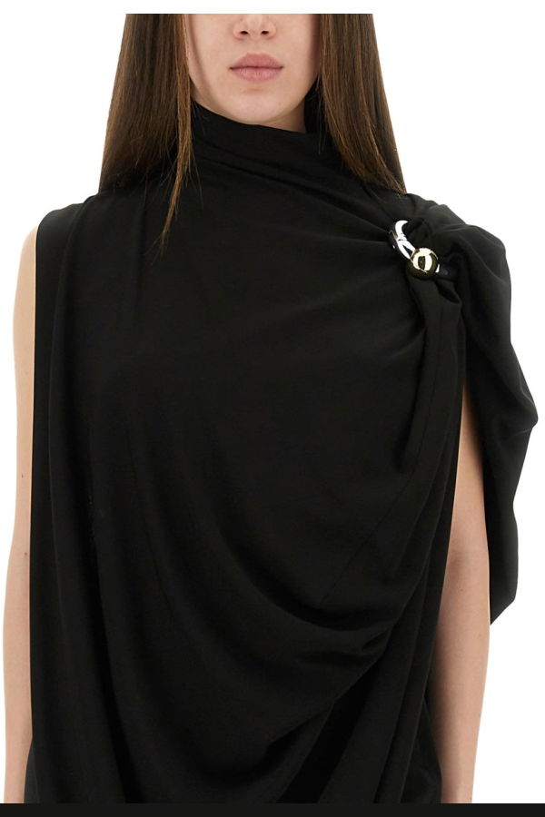 Jean Paul Gaultier Draped Dress With Piercings Dress - Black