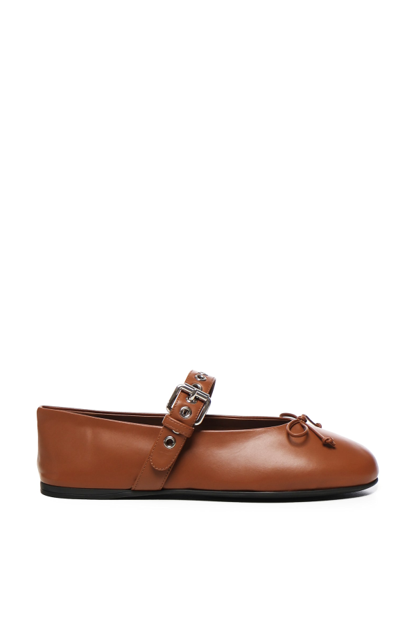 MIU MIU Leather Ballet Flats - Brandy