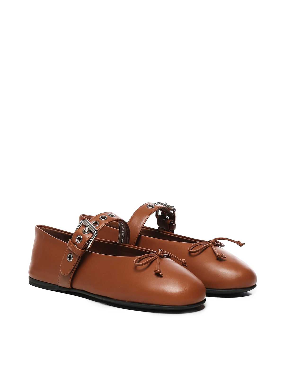 MIU MIU Leather Ballet Flats - Brandy - Image 2 of 4