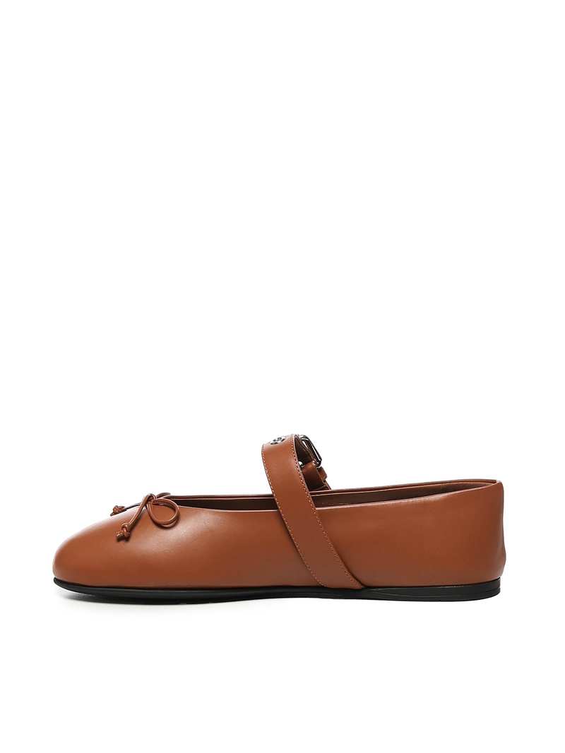 MIU MIU Leather Ballet Flats - Brandy