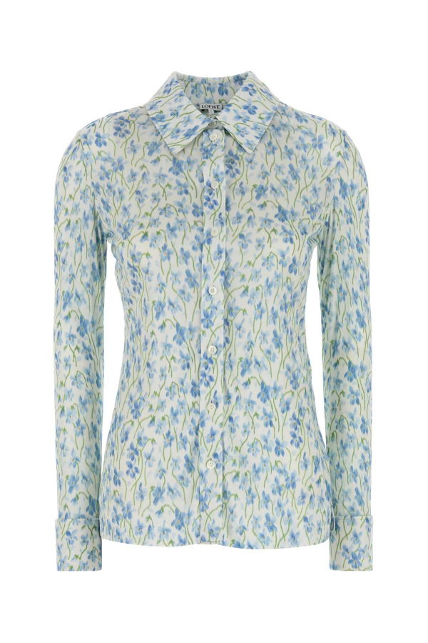 LOEWE Printed Satin Shirt - White/Blue