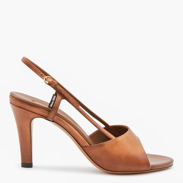 MIU MIU Brown Leather Sandals - Brandy