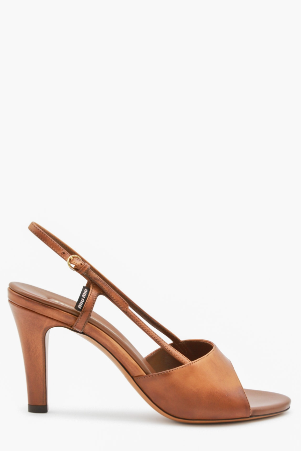 MIU MIU Brown Leather Sandals - Brandy