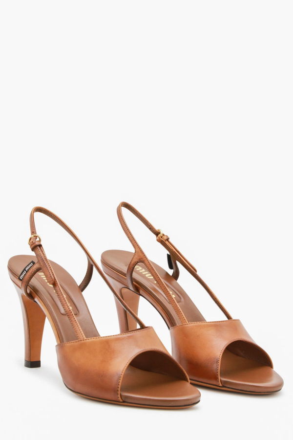 MIU MIU Brown Leather Sandals - Brandy